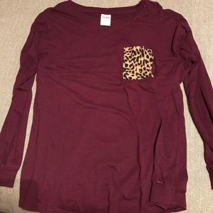 PINK long sleeve burgundy shirt